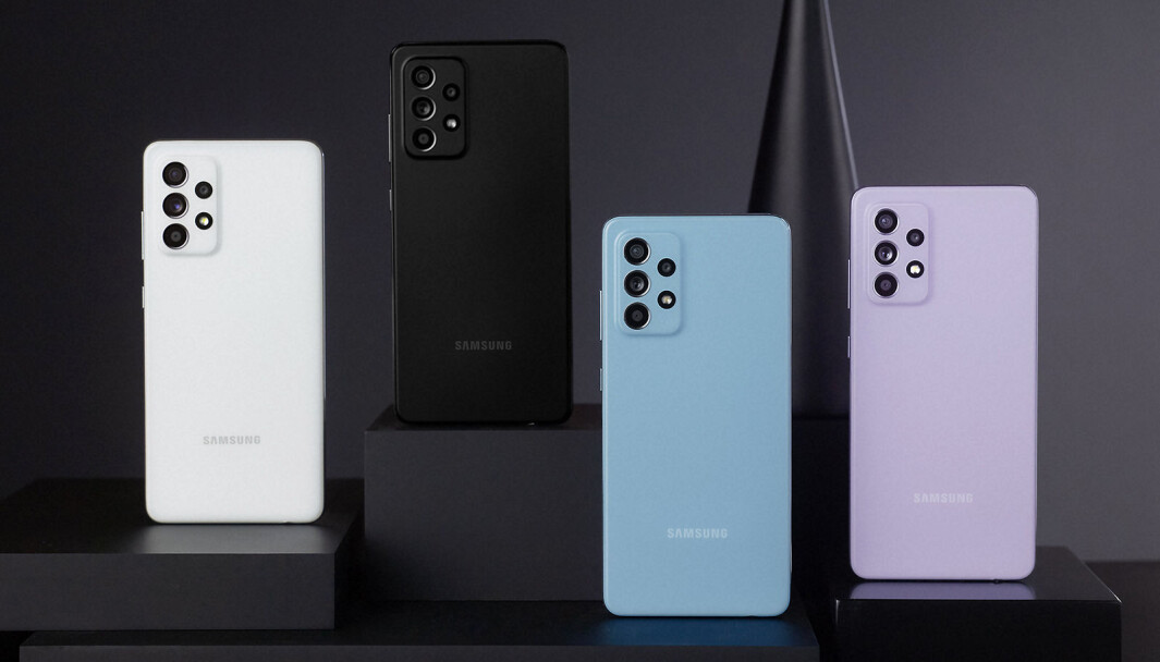 Samsung Galaxy A52, A52 5G og A72. Foto: Samsung Samsung Galaxy A52, A52 5G og A72. Foto: Samsung