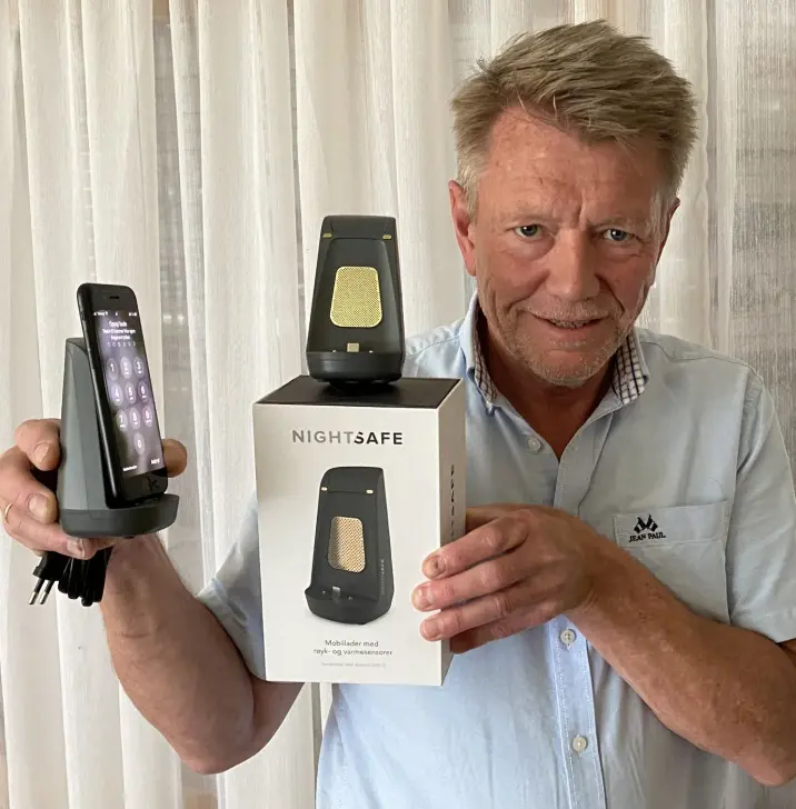 Salgssjef og medeier Roger Berg i Target United med den norske mobilladeren NightSafe. Foto: Target Salgssjef og medeier Roger Berg i Target United med den norske mobilladeren NightSafe. Foto: Target