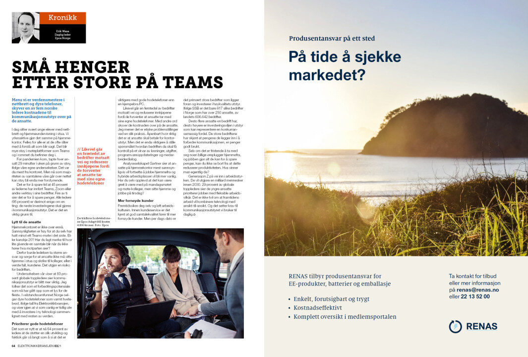 Artikkelen er tidligere publisert i papirutgaven av fagbladet Elektronikkbransjen nr. 3/2021, som ble distribuert 21 juni. <a target="_blank" href="https://www.mypaper.se/html5/customer/248/13229/?page=64" aria-label="">Her kan du lese artikkelen</a> og bla gjennom digitalutgaven av bladet. Du kan lese alle utgaver av bladet digitalt, fra og med nr. 1/1937, på <a target="_blank" href="https://www.elektronikkbransjen.no/historiskarkiv" aria-label="">elektronikkbransjen.no/historiskarkiv</a>. Artikkelen er tidligere publisert i papirutgaven av fagbladet Elektronikkbransjen nr. 3/2021, som ble distribuert 21 juni. <a target="_blank" href="https://www.mypaper.se/html5/customer/248/13229/?page=64" aria-label="">Her kan du lese artikkelen</a> og bla gjennom digitalutgaven av bladet. Du kan lese alle utgaver av bladet digitalt, fra og med nr. 1/1937, på <a target="_blank" href="https://www.elektronikkbransjen.no/historiskarkiv" aria-label="">elektronikkbransjen.no/historiskarkiv</a>.
