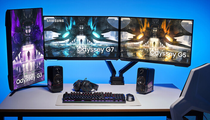 Samsung Odyssey G3, G7 og G5. Foto: Samsung Samsung Odyssey G3, G7 og G5. Foto: Samsung