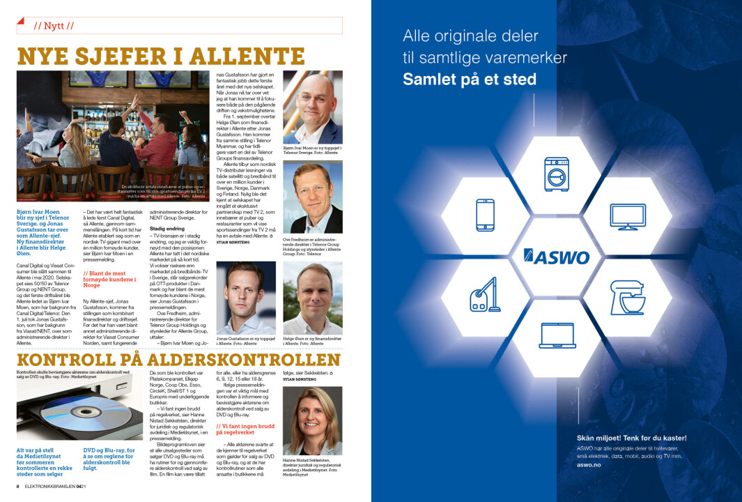 Artikkelen er tidligere publisert i papirutgaven av fagbladet Elektronikkbransjen nr. 4/2021, som ble distribuert 30. august. <a target="_blank" href="https://www.mypaper.se/html5/customer/248/13267/?page=8" aria-label="">Her kan du lese artikkelen</a> og bla gjennom digitalutgaven av bladet. Du kan lese alle utgaver av bladet digitalt, fra og med nr. 1/1937, på <a target="_blank" href="https://www.elektronikkbransjen.no/historiskarkiv" aria-label="">elektronikkbransjen.no/historiskarkiv</a>. Artikkelen er tidligere publisert i papirutgaven av fagbladet Elektronikkbransjen nr. 4/2021, som ble distribuert 30. august. <a target="_blank" href="https://www.mypaper.se/html5/customer/248/13267/?page=8" aria-label="">Her kan du lese artikkelen</a> og bla gjennom digitalutgaven av bladet. Du kan lese alle utgaver av bladet digitalt, fra og med nr. 1/1937, på <a target="_blank" href="https://www.elektronikkbransjen.no/historiskarkiv" aria-label="">elektronikkbransjen.no/historiskarkiv</a>.