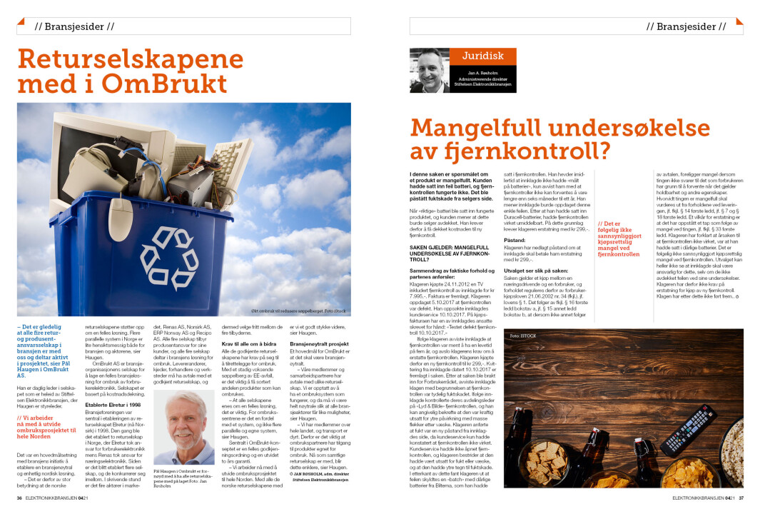 Artikkelen er tidligere publisert i papirutgaven av fagbladet Elektronikkbransjen nr. 4/2021, som ble distribuert 30. august. <a target="_blank" href="https://www.mypaper.se/html5/customer/248/13267/?page=36" aria-label="">Her kan du lese artikkelen</a> og bla gjennom digitalutgaven av bladet. Du kan lese alle utgaver av bladet digitalt, fra og med nr. 1/1937, på <a target="_blank" href="https://www.elektronikkbransjen.no/historiskarkiv" aria-label="">elektronikkbransjen.no/historiskarkiv</a>. Artikkelen er tidligere publisert i papirutgaven av fagbladet Elektronikkbransjen nr. 4/2021, som ble distribuert 30. august. <a target="_blank" href="https://www.mypaper.se/html5/customer/248/13267/?page=36" aria-label="">Her kan du lese artikkelen</a> og bla gjennom digitalutgaven av bladet. Du kan lese alle utgaver av bladet digitalt, fra og med nr. 1/1937, på <a target="_blank" href="https://www.elektronikkbransjen.no/historiskarkiv" aria-label="">elektronikkbransjen.no/historiskarkiv</a>.