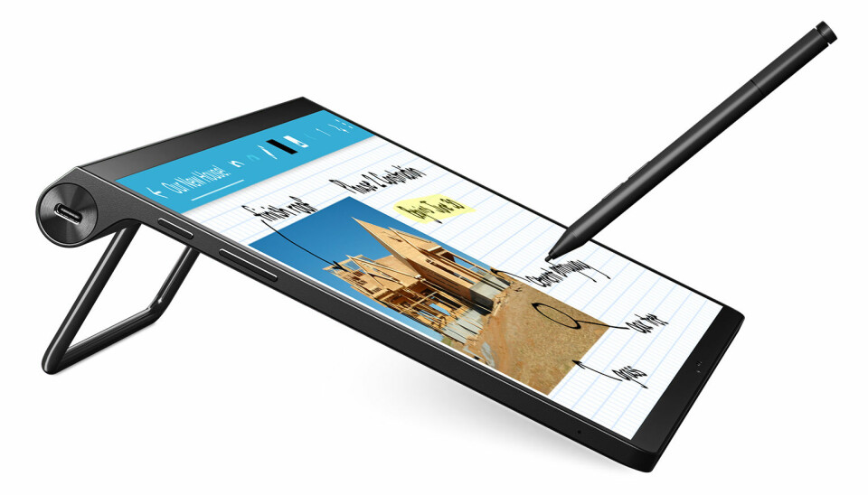 Yoga Tab 13 kommer med en stor mobilskjerm og har et kantdesign som gjør at nettbrettet kan brukes i flere posisjoner. Foto: Lenovo