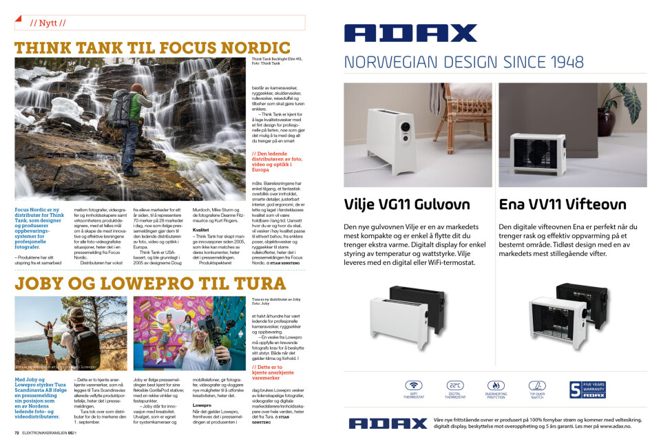 Artikkelen er tidligere publisert i papirutgaven av fagbladet Elektronikkbransjen nr. 5/2021, som ble distribuert 11. oktober. Her kan du lese artikkelen og bla gjennom digitalutgaven av bladet. Du kan lese alle utgaver av bladet digitalt, fra og med nr. 1/1937, på elektronikkbransjen.no/historiskarkiv.