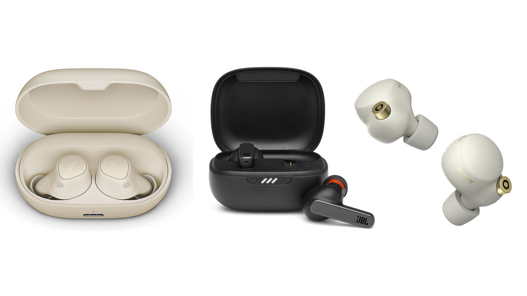 Fra venstre Jabra Elite 7 Pro, JBL Live Pro+ NC TWS og Sony WF-1000XM4. Foto: produsentene Fra venstre Jabra Elite 7 Pro, JBL Live Pro+ NC TWS og Sony WF-1000XM4. Foto: produsentene