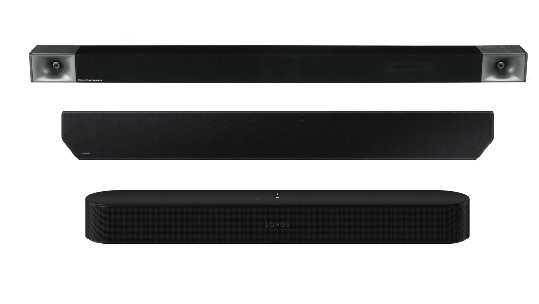 Fra toppen Klipsch Cinema 800, Samsung HW-Q960A og Sonos Beam Gen2. Foto: produsentene Fra toppen Klipsch Cinema 800, Samsung HW-Q960A og Sonos Beam Gen2. Foto: produsentene
