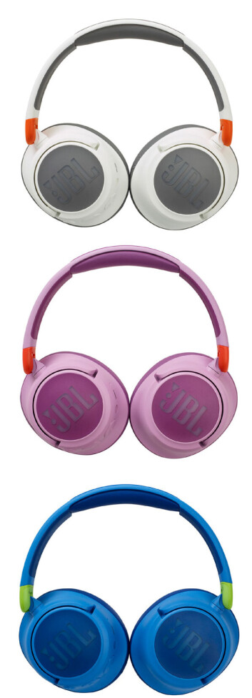 Barnehodetelefonene JBL JR460NC med aktiv støyreduksjon kommer i tre farger. Foto: Harman Barnehodetelefonene JBL JR460NC med aktiv støyreduksjon kommer i tre farger. Foto: Harman