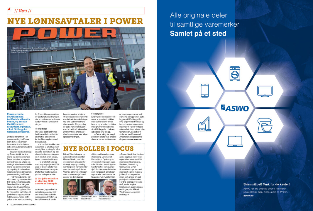 Artikkelen er tidligere publisert i papirutgaven av fagbladet Elektronikkbransjen nr. 6/2021, som ble distribuert 23. november. <a target="_blank" href="https://www.mypaper.se/html5/customer/248/13355/?page=8" aria-label="">Her kan du lese artikkelen</a> og bla gjennom digitalutgaven av bladet. Du kan lese alle utgaver av bladet digitalt, fra og med nr. 1/1937, på <a target="_blank" href="https://www.elektronikkbransjen.no/historiskarkiv" aria-label="">elektronikkbransjen.no/historiskarkiv</a>. Artikkelen er tidligere publisert i papirutgaven av fagbladet Elektronikkbransjen nr. 6/2021, som ble distribuert 23. november. <a target="_blank" href="https://www.mypaper.se/html5/customer/248/13355/?page=8" aria-label="">Her kan du lese artikkelen</a> og bla gjennom digitalutgaven av bladet. Du kan lese alle utgaver av bladet digitalt, fra og med nr. 1/1937, på <a target="_blank" href="https://www.elektronikkbransjen.no/historiskarkiv" aria-label="">elektronikkbransjen.no/historiskarkiv</a>.