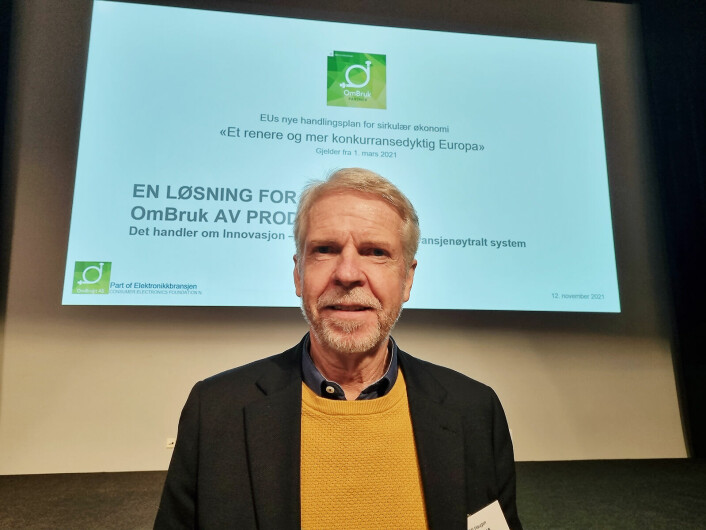 Pål Haugen fra OmBrukt AS holdt innlegg om ombruk av hvitevarer. Foto: Jan Røsholm