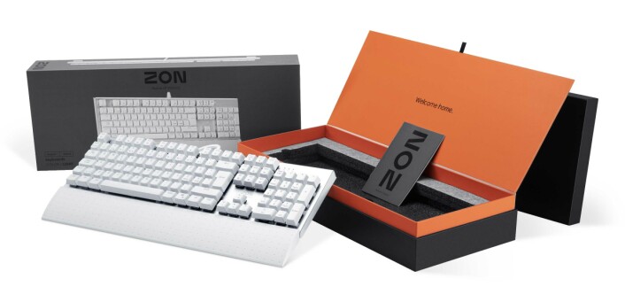 ZON tastatur i hvitt eller sort med røde mekaniske Kailh-brytere, RGB-bakgrunnsbelysning og avtakbar håndleddsstøtte. Pris: 1.000,- Foto: NetOnNet