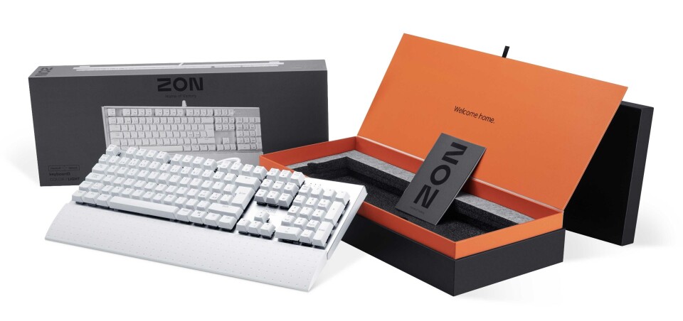 ZON tastatur i hvitt eller sort med røde mekaniske Kailh-brytere, RGB-bakgrunnsbelysning og avtakbar håndleddsstøtte. Pris: 1.000,- Foto: NetOnNet ZON tastatur i hvitt eller sort med røde mekaniske Kailh-brytere, RGB-bakgrunnsbelysning og avtakbar håndleddsstøtte. Pris: 1.000,- Foto: NetOnNet
