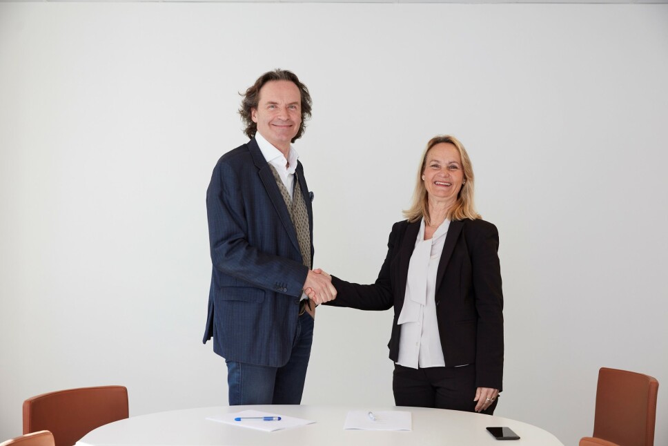 Elons toppsjef Stefan Lebrot blir administrerende direktør og konsernsjef, mens Electra-sjef Anneli Sjöstedt blir nestkommanderende. Her er de fotografert i april 2019, da de først innledet et samarbeid. Foto: Elon