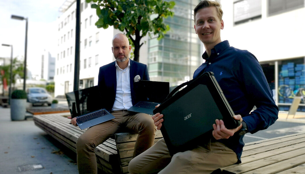 Stig-Ove Langø (t.v), nordisk salgssjef i Acer tror på fortsatt gaming-vekst. Her sammen med Robin Frugaard Jørgensen, nordisk nøkkelkundeansvarlig i Acer, ved en tidligere lansering. Stig-Ove Langø (t.v), nordisk salgssjef i Acer tror på fortsatt gaming-vekst. Her sammen med Robin Frugaard Jørgensen, nordisk nøkkelkundeansvarlig i Acer, ved en tidligere lansering.