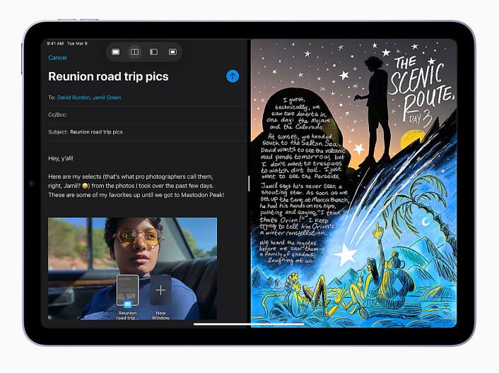 Maskinvaren på Apple iPad Air skal enkelt kunne håndtere å utføre flere oppgaver samtidig. Foto: Apple Maskinvaren på Apple iPad Air skal enkelt kunne håndtere å utføre flere oppgaver samtidig. Foto: Apple