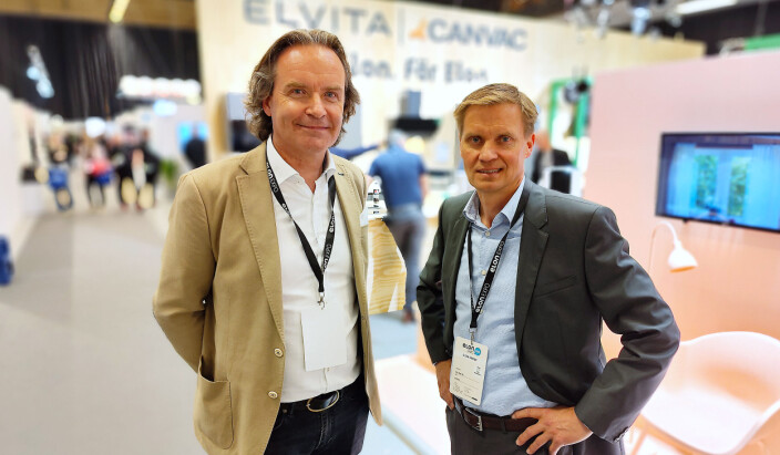 Konsernsjef Stefan Lebrot (t. v.) og norgessjef Asle Bjerkebakke i Elon. Foto: Stian Sønsteng Konsernsjef Stefan Lebrot (t. v.) og norgessjef Asle Bjerkebakke i Elon. Foto: Stian Sønsteng