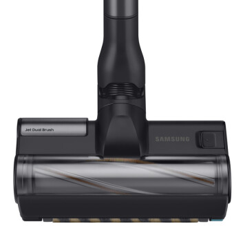 Jet Dual Brush kan brukes på alle typer gulv, og har både en myk rull samt nylon- og gummibørster som roterer 4.000 ganger i minuttet. Foto: Samsung Jet Dual Brush kan brukes på alle typer gulv, og har både en myk rull samt nylon- og gummibørster som roterer 4.000 ganger i minuttet. Foto: Samsung