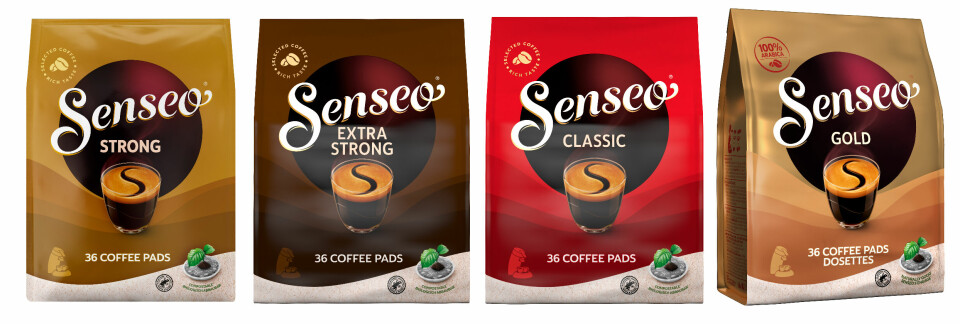 Senseos kaffeputer koster 1,50-2,00 kroner per pute, er komposerbare og kan kastes som matavfall. Foto: Senseo