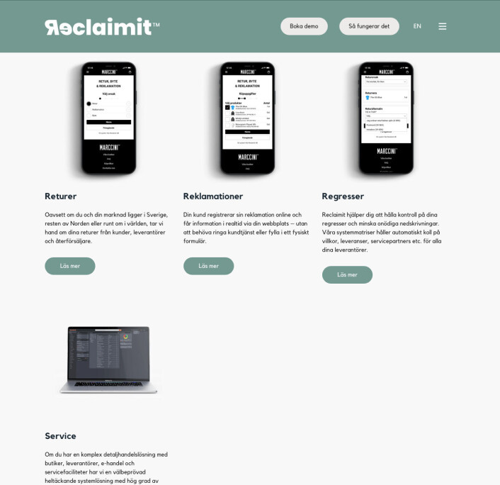 Slik presenterer Reclaimit på sitt nettsted. Skjermdump. Slik presenterer Reclaimit på sitt nettsted. Skjermdump.