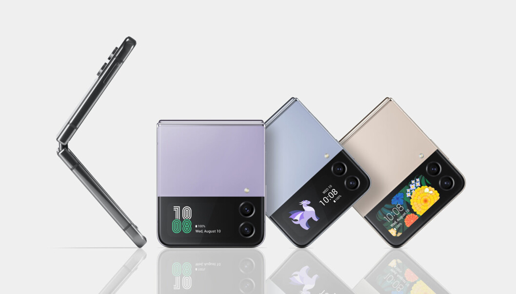 Galaxy Z Flip4 kommer i flere farger. Foto: Samsung