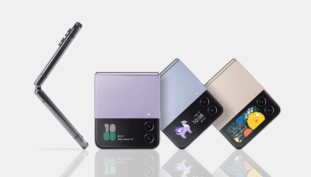 Galaxy Z Flip4 kommer i flere farger. Foto: Samsung Galaxy Z Flip4 kommer i flere farger. Foto: Samsung