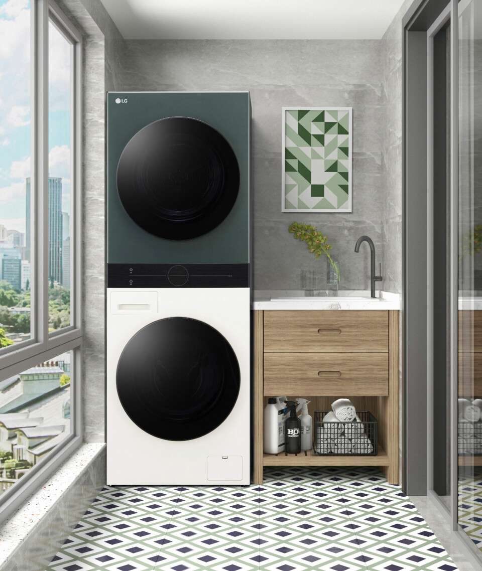 LG WashTower er en vaskemaskin og tørketrommel som sitter sammen i ett produkt. Foto: LG
