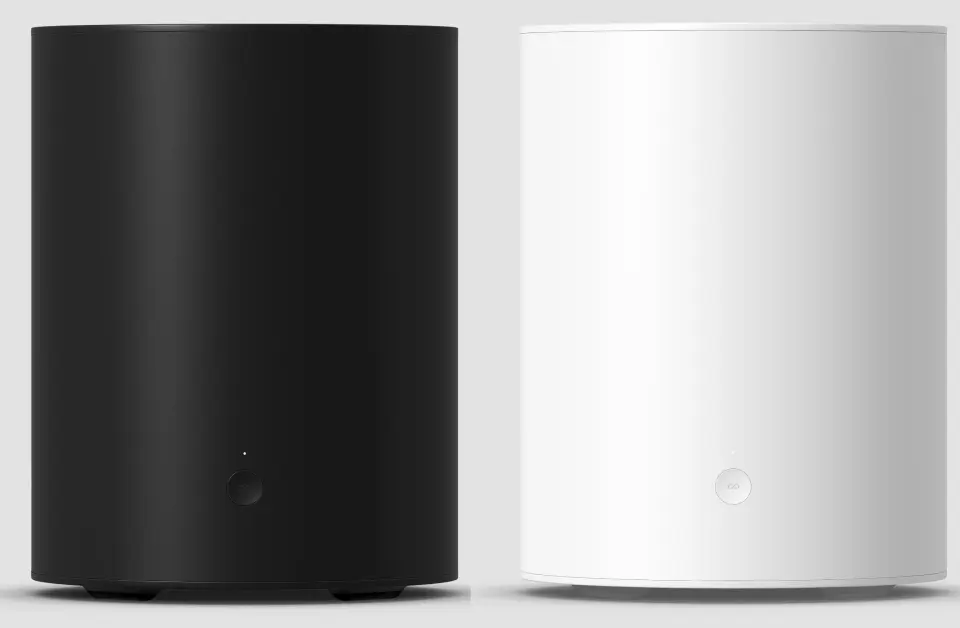 Sylinderformede Sub Mini har én fysisk knapp, for tilkopling til Sonos-systemet. Foto: Sonos Sylinderformede Sub Mini har én fysisk knapp, for tilkopling til Sonos-systemet. Foto: Sonos