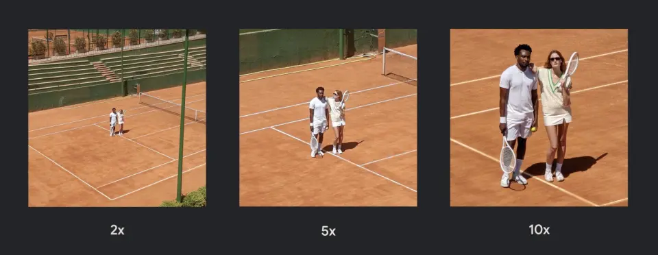 Slik viser Google hvordan de kombinerer informasjonen fra de ulike objektivene når man zoomer inn med Pixel. Foto: Google Slik viser Google hvordan de kombinerer informasjonen fra de ulike objektivene når man zoomer inn med Pixel. Foto: Google