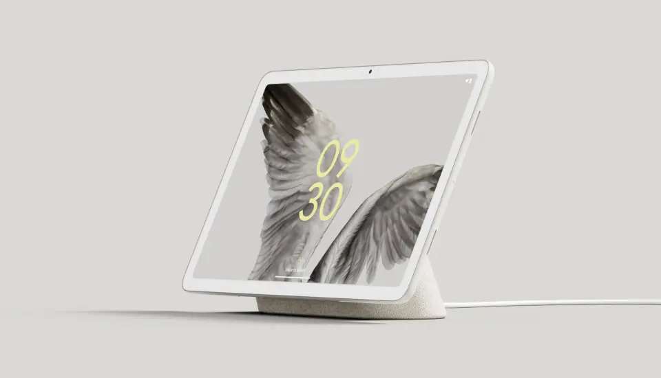 Pixel Tablet på en magnetisk fot med innebygd høyttaler. Foto: Google Pixel Tablet på en magnetisk fot med innebygd høyttaler. Foto: Google