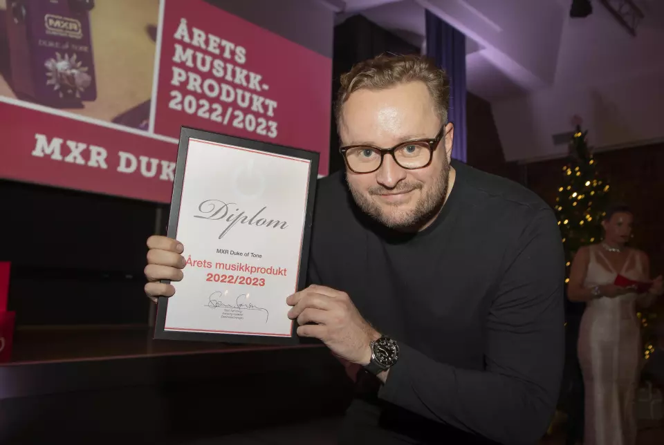 Torstein Vik i Polysonic mottok prisen for «Årets musikkprodukt 2022/2023». Foto: Tore Skaar