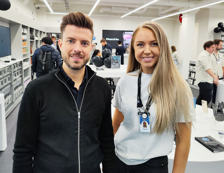 Administrerende direktør Espen Berger i Eplehuset (t. v.) og butikksjef Therese Svanstrøm ved Eplehuset Ullevål. Foto: Stian Sønsteng Administrerende direktør Espen Berger i Eplehuset (t. v.) og butikksjef Therese Svanstrøm ved Eplehuset Ullevål. Foto: Stian Sønsteng