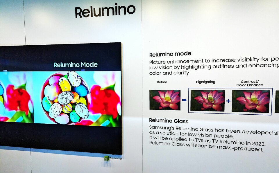 Med Relumino Mode i 2023-modellene til Samsung fremheves kontrastene i bildet slik at svaksynte lettere kan se bildet. Foto: Stian Sønsteng