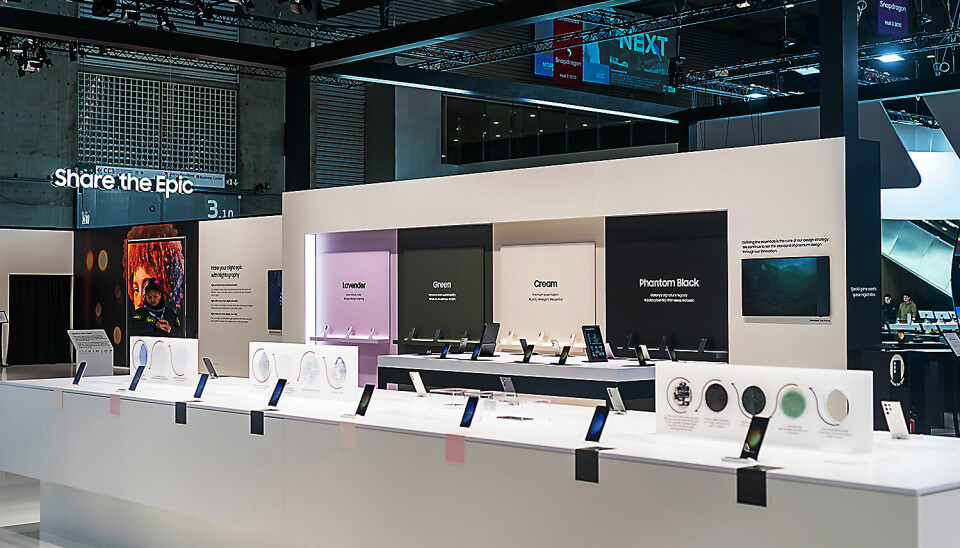 Samsung viste fram sin nye S23-serie og Galaxy Book3-PCer under årets Mobile World Congress i Barcelona. Foto: Samsung