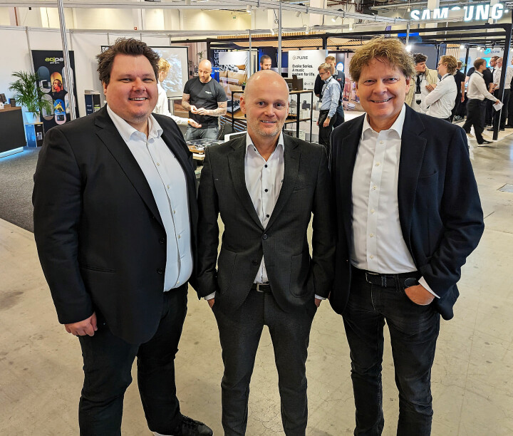 Truls Vikane (f. v.), Thomas Korsnes og Alf Leifseth på opplæringsmessen PowerUp i mai. Foto: Stian Sønsteng