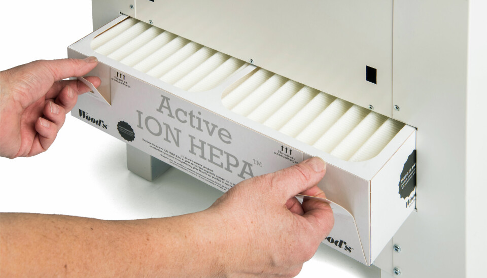 Det aktive og ioniserende HEPA-filteret byttes hvert halvår. Foto: Wood's.