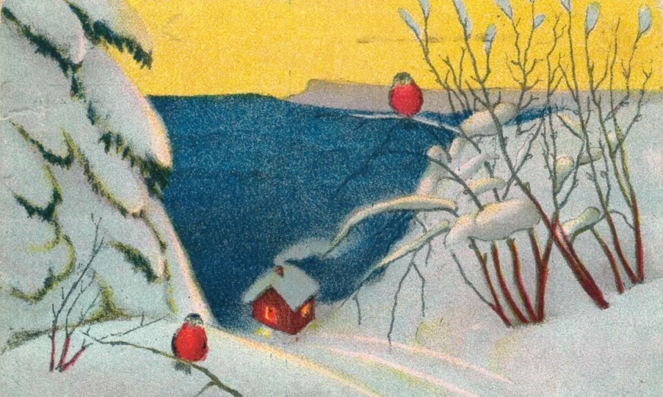 Julekort poststemplet 1916. Foto: Digitalt Museum/Østfoldmuseene