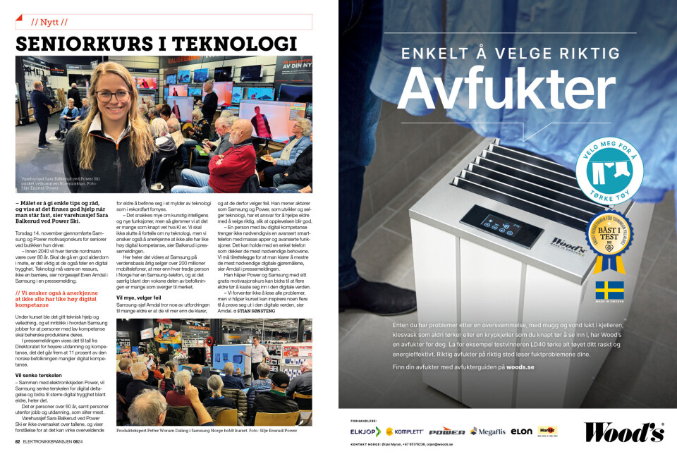 Artikkelen er tidligere publisert i papirutgaven av fagbladet Elektronikkbransjen nr. 6/2024, som ble distribuert uke 48. Her kan du lese artikkelen og bla gjennom digitalutgaven av bladet. Du kan lese alle utgaver av bladet digitalt, fra og med nr. 1/1937, på elektronikkbransjen.no/historiskarkiv.