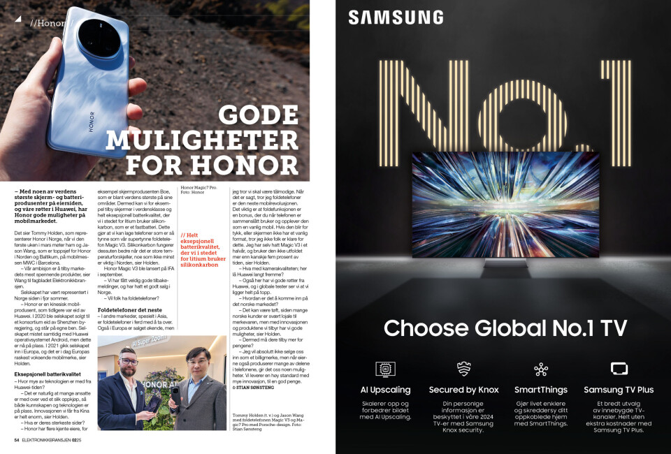 Artikkelen er tidligere publisert i papirutgaven av fagbladet Elektronikkbransjen nr. 2/2025, som ble distribuert uke 15. Her kan du lese artikkelen og bla gjennom digitalutgaven av bladet. Du kan lese alle utgaver av bladet digitalt, fra og med nr. 1/1937, på elektronikkbransjen.no/historiskarkiv.