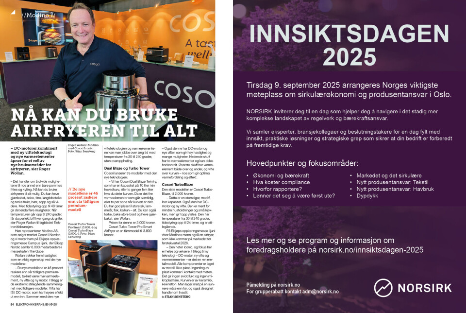 Artikkelen er tidligere publisert i papirutgaven av fagbladet Elektronikkbransjen nr. 4/2025, som ble distribuert uke 35. Her kan du lese artikkelen og bla gjennom digitalutgaven av bladet. Du kan lese alle utgaver av bladet digitalt, fra og med nr. 1/1937, på elektronikkbransjen.no/historiskarkiv.